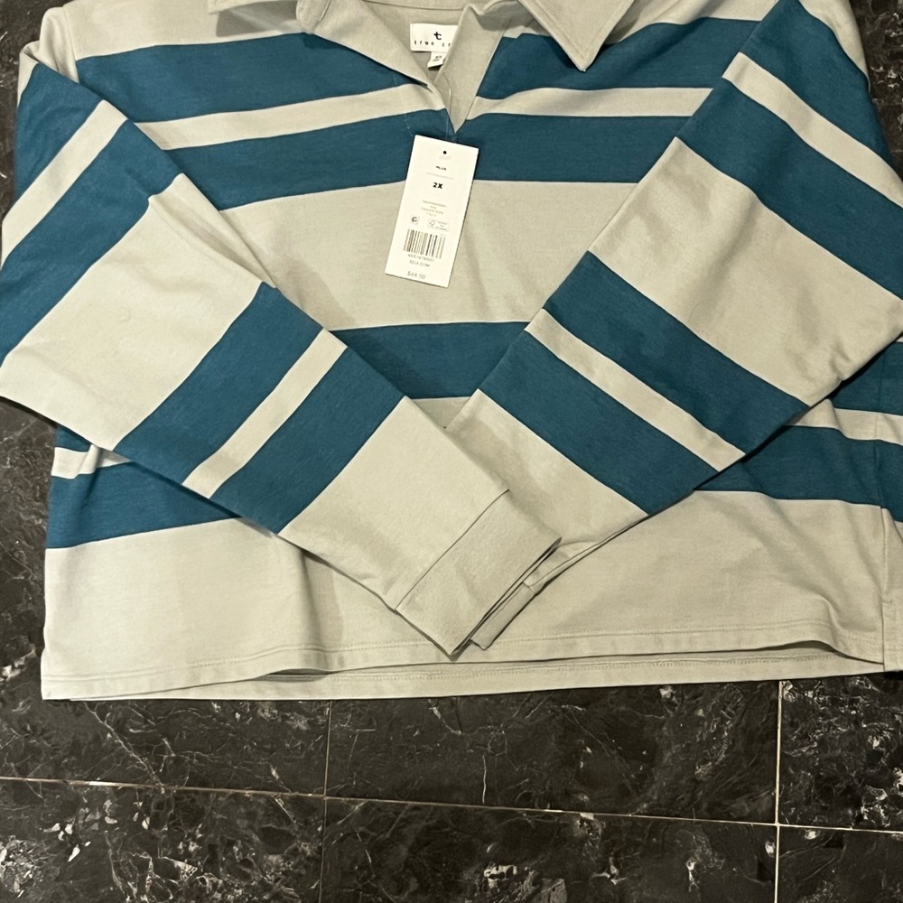True Craft Blue and Cream Striped Polo